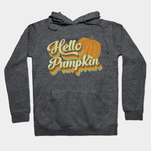 Hello Pumpkin Retro Fall Graphic Hoodie by DonVector